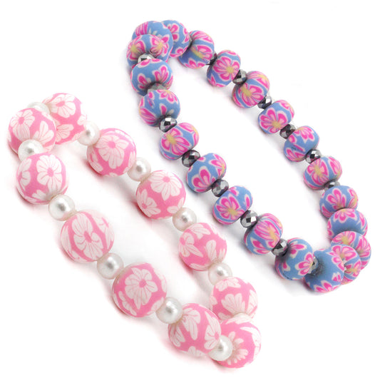 Whirlybird Pink OR Purple Flower Patterened Beaded Lifestyle Bracelet