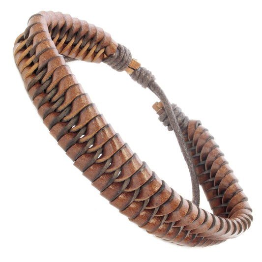 Whirlybird Brown Leather Fish Braid Lifestyle Bracelet