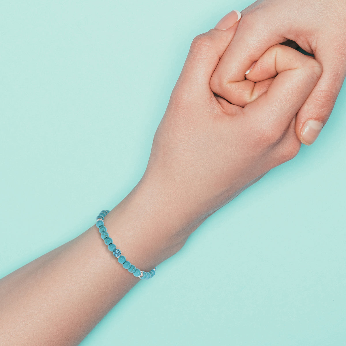 Whirlybird Blue Marble Beaded Lifestyle Bracelet With A Blue Diamante Charm