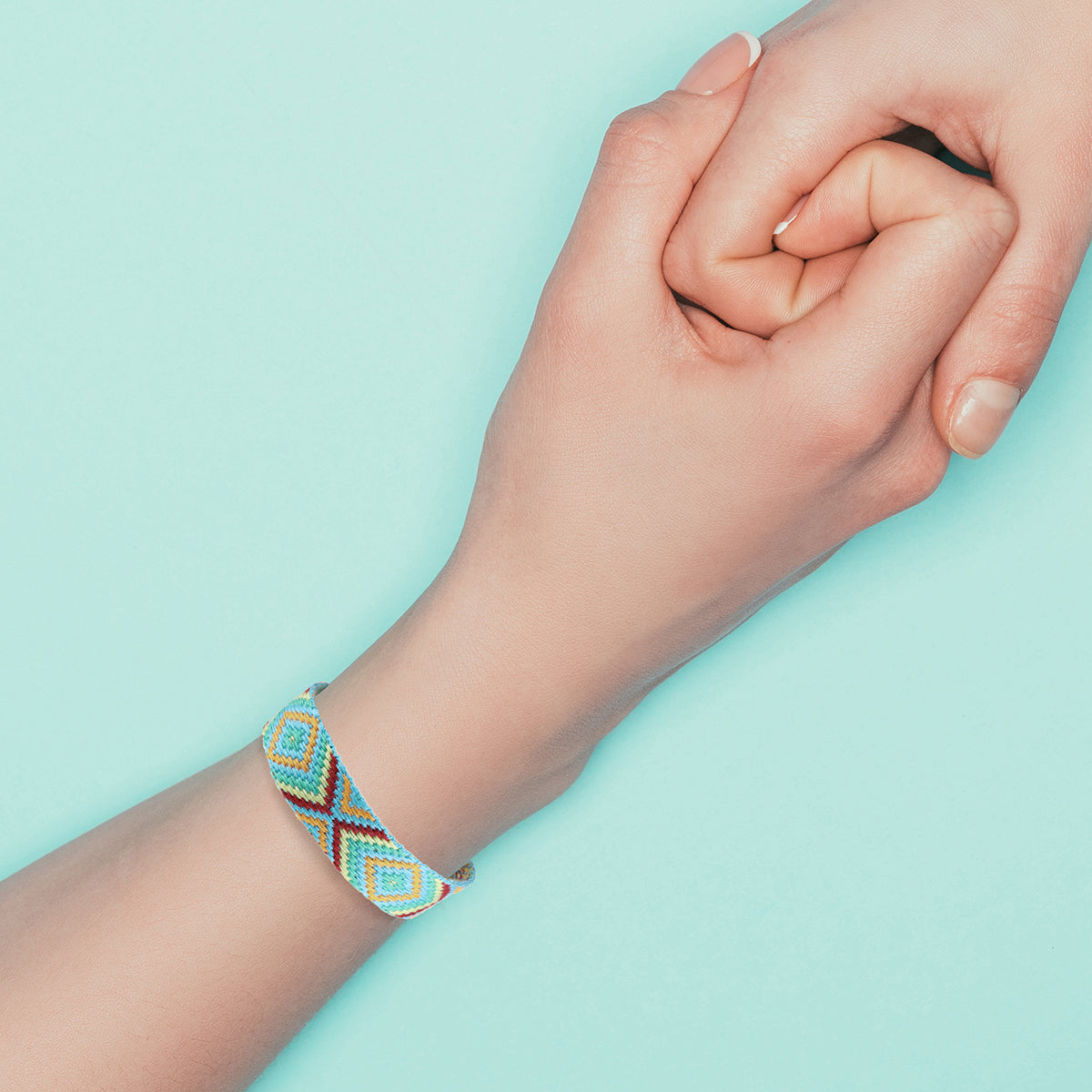 Whirlybird Blue Cotton Lifestyle Bracelet With Multicloured Patterns