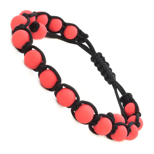 WBL89 - Whirlybird Black Lifestyle Bracelet With Red Sphere Beads