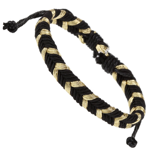 WBL94 - Whirlybird Black And Gold fishtail Braided Lifestyle Bracelet