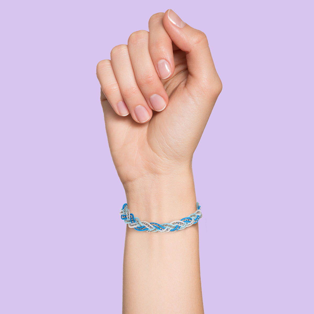 Whirlybird Blue And White Braided Lifestyle Bracelet With Silver Beads