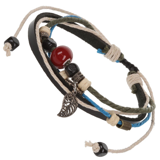 Whirlybird Khaki, Cream And Navy Lifestyle Bracelet With Various Charms