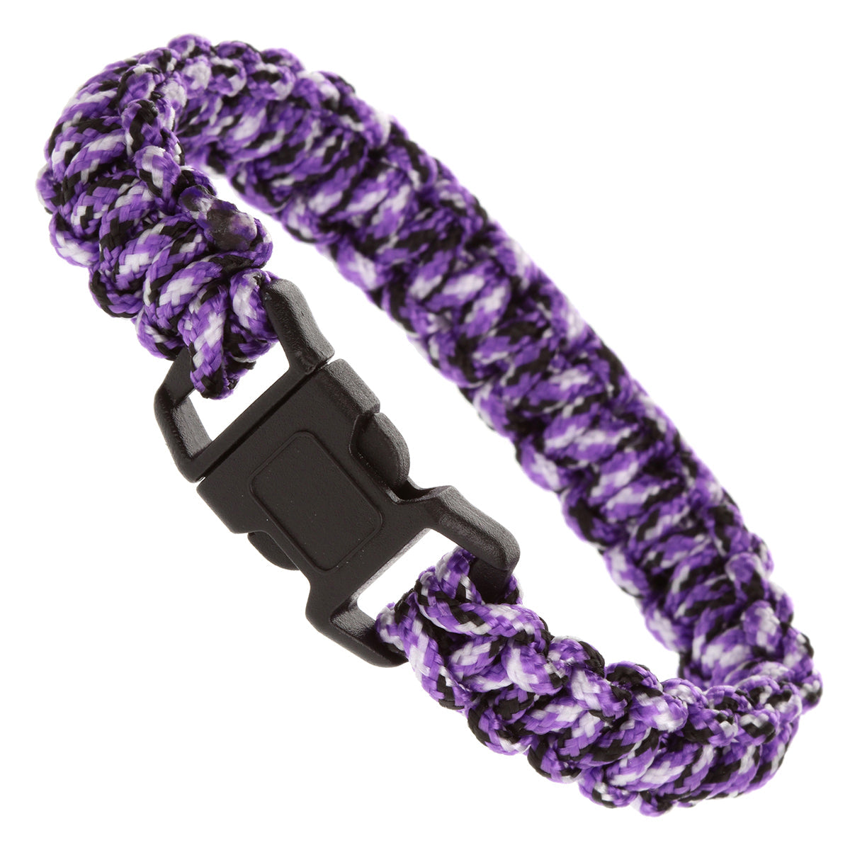 Whirlybird Purple, Black And White Cotton Lifestyle Bracelet With A Black Release Buckle Fastening