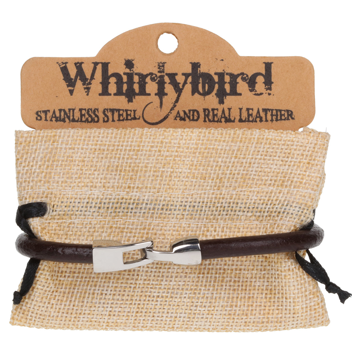 Mens Whirlybird Brown Solid Stainless Steel Squared Toggle Clasp