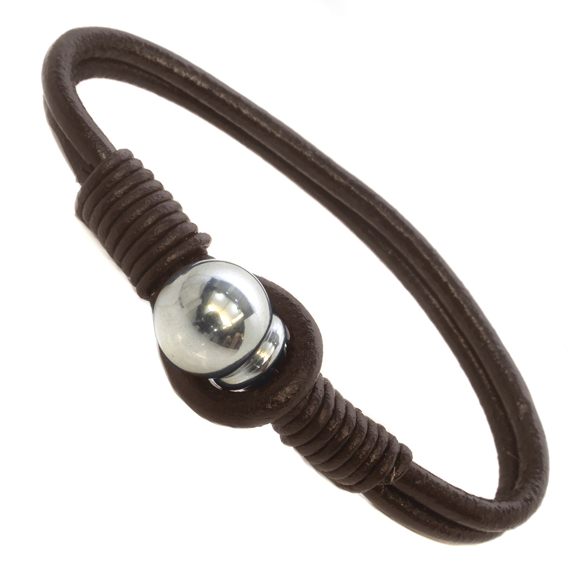 Mens Whirlybird Brown Stainless Steel Ball Fastening Bracelet