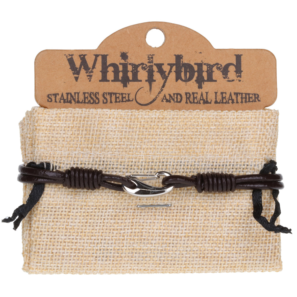 Mens Whirlybird Brown Double Stranded Wrap Around Stainless Steel Bracelet