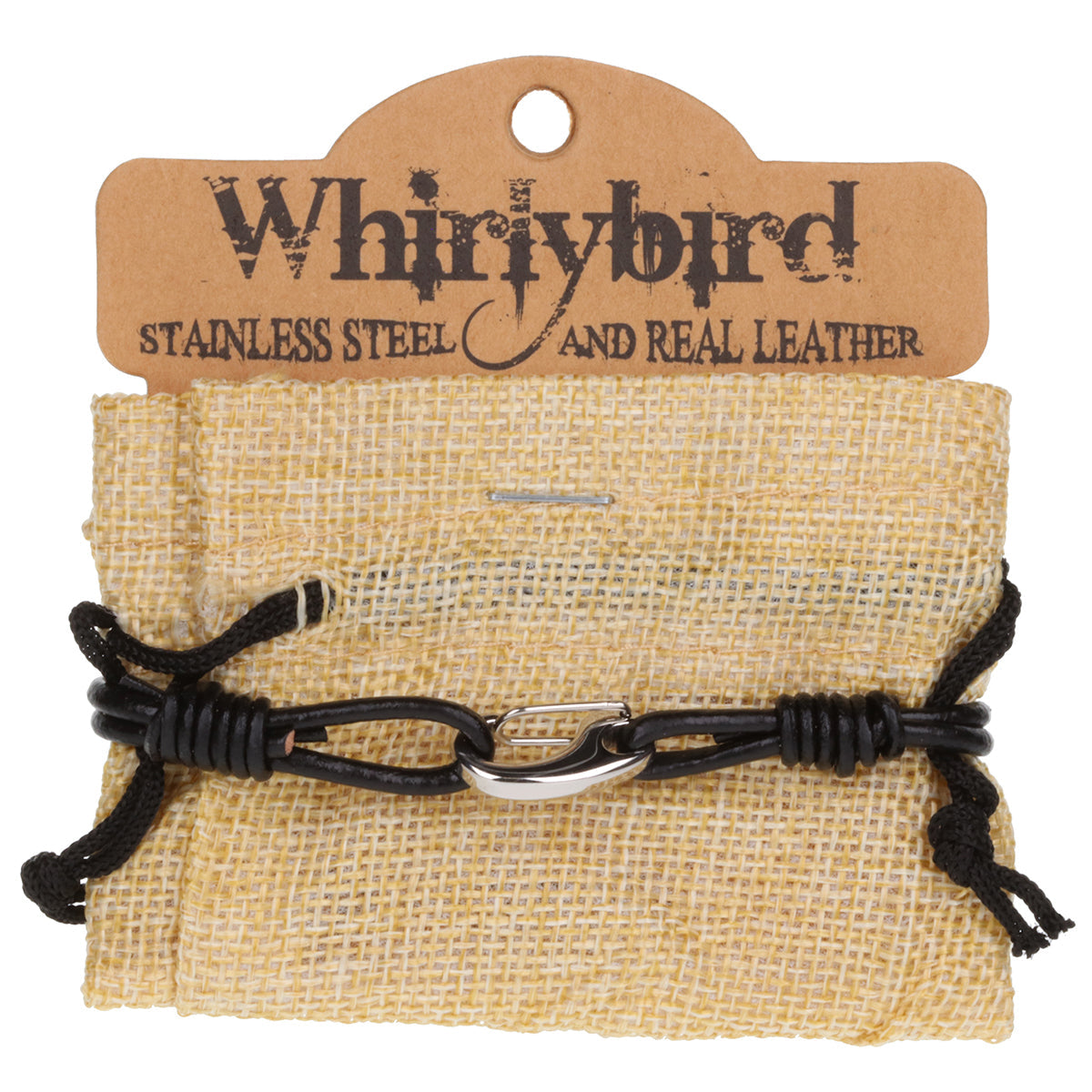Mens Whirlybird Black Double Stranded Wrap Around Stainless Steel Bracelet