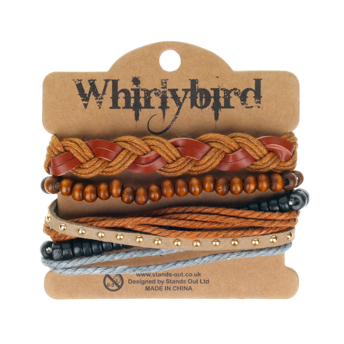 WBST1 - Men's Whirlybird Chunky Brown Stacker Bracelets