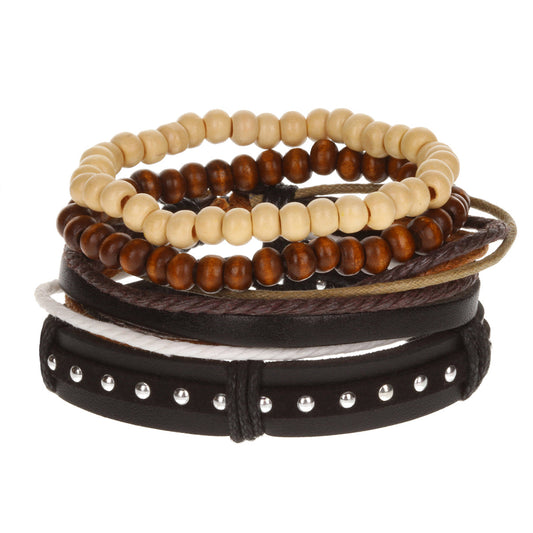 WBST4 - Men's Whirlybird Black Studded Stacker Bracelets