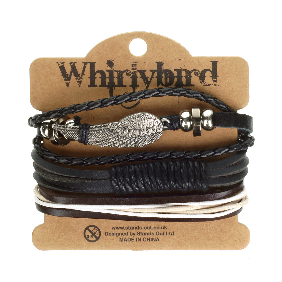 Mens Whirlybird Silver Angel Wing Stacker Bracelets