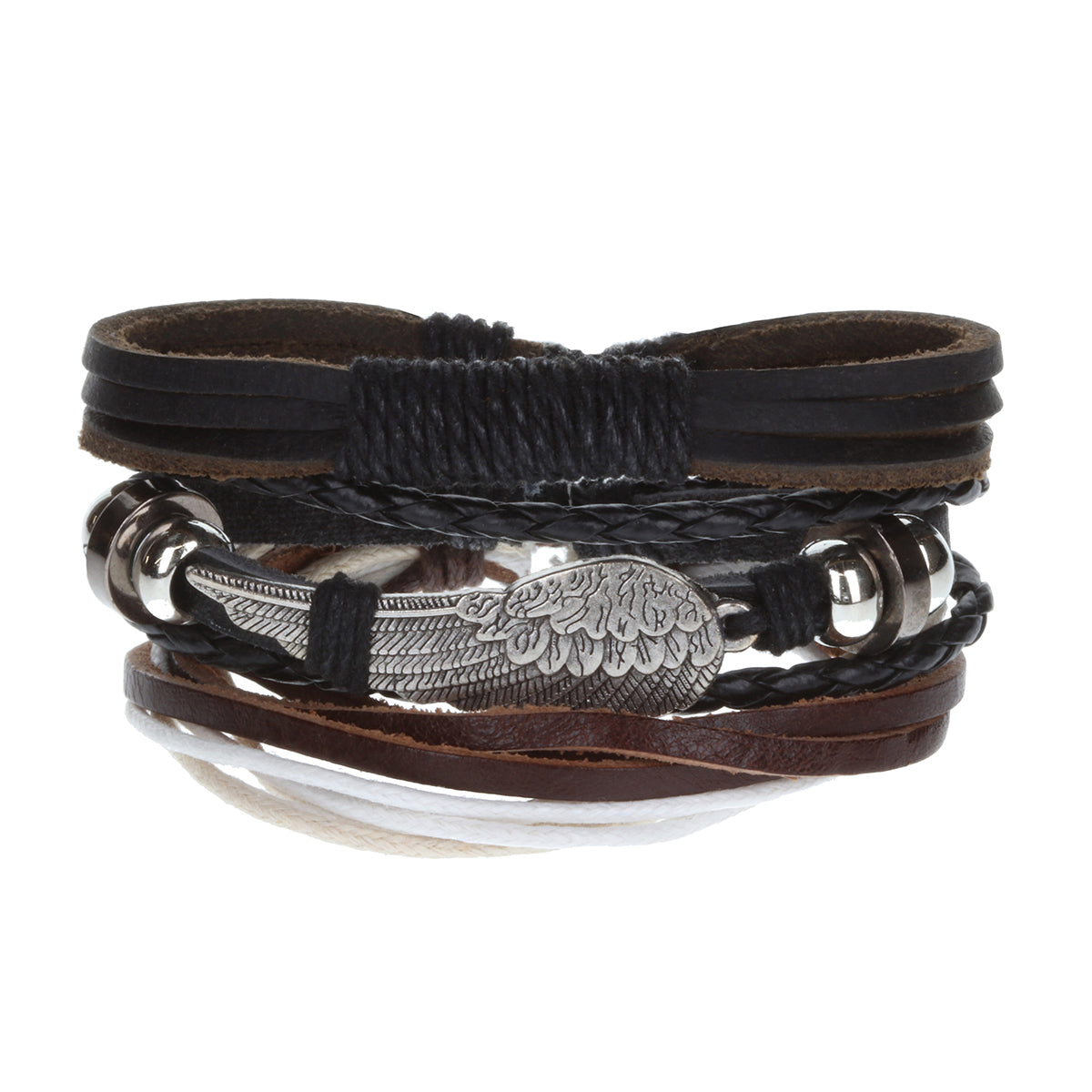 Mens Whirlybird Silver Angel Wing Stacker Bracelets