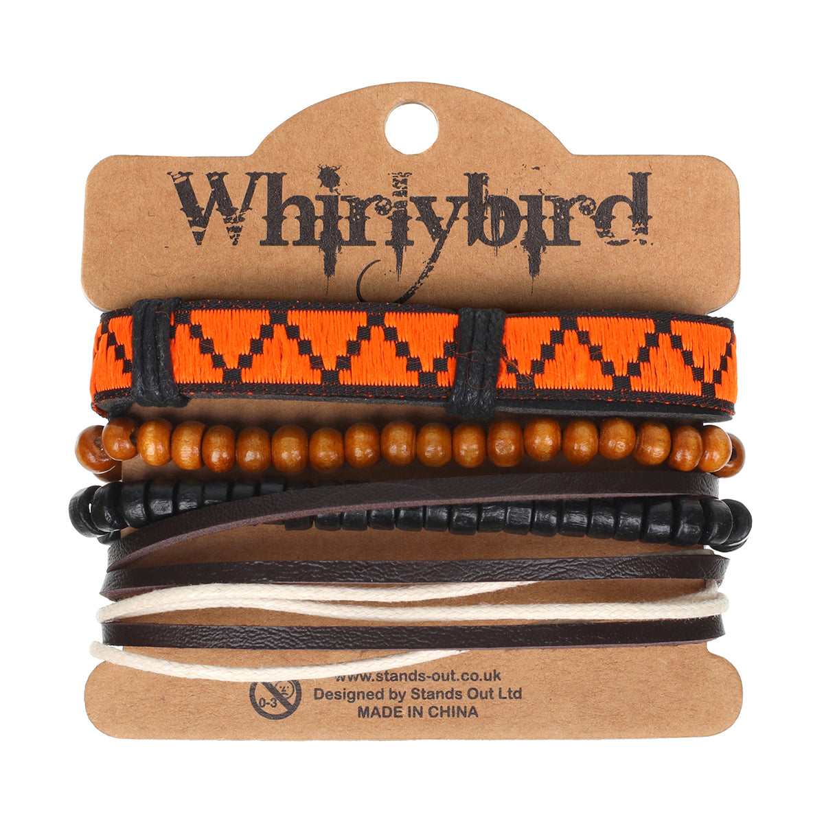 Mens Whirlybird Orange Zig-zag Stacker Bracelets