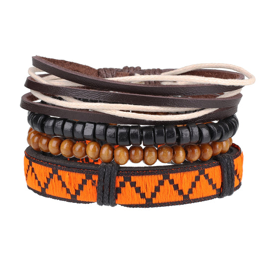 WBST16 - Mens Whirlybird Orange Zig-zag Stacker Bracelets
