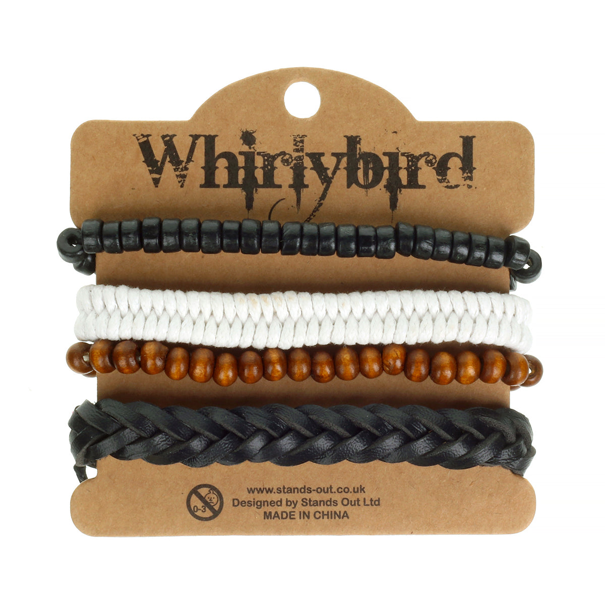Mens Whirlybird White Fishtail Braided Stacker Bracelets