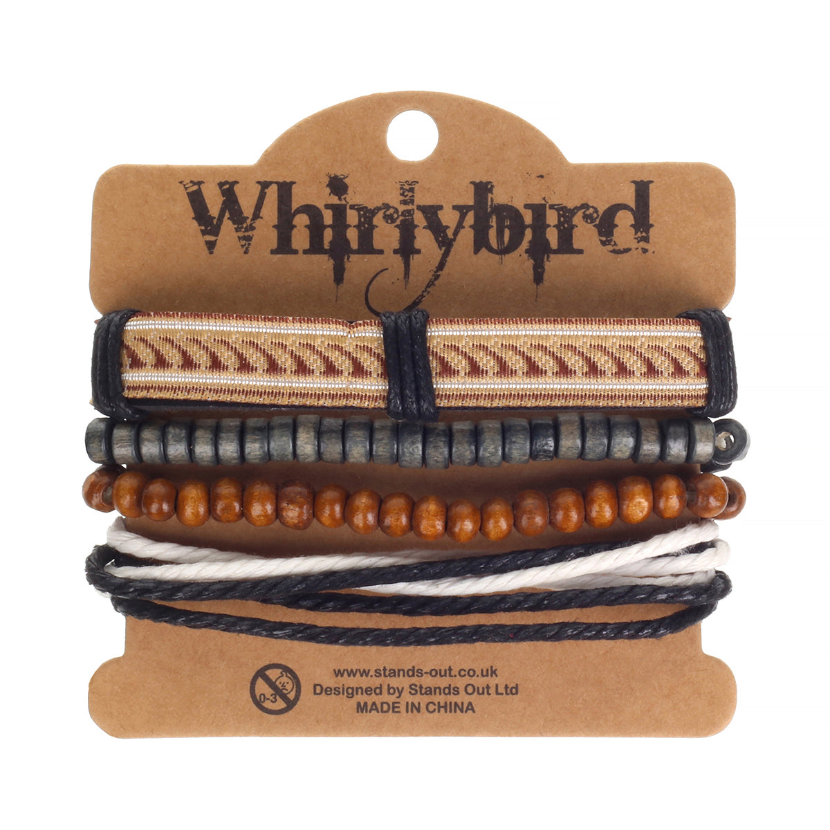 Mens Whirlybird Brown And Beige Patterned Stacker Bracelets