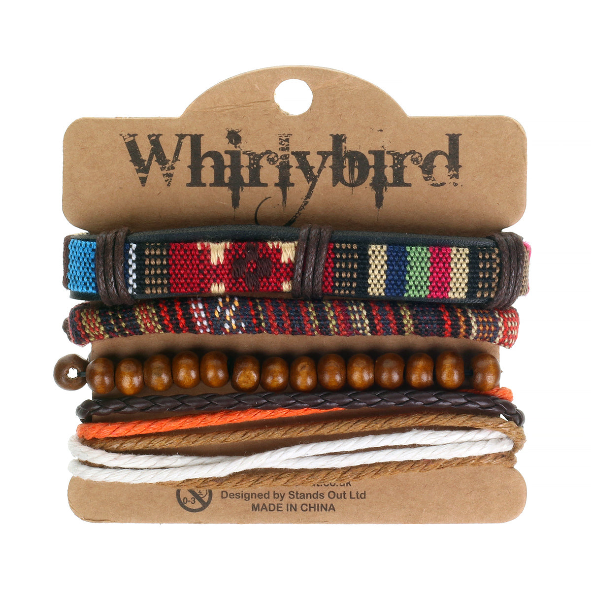 Mens Whirlybird Multicoloured Striped Stacker Bracelets