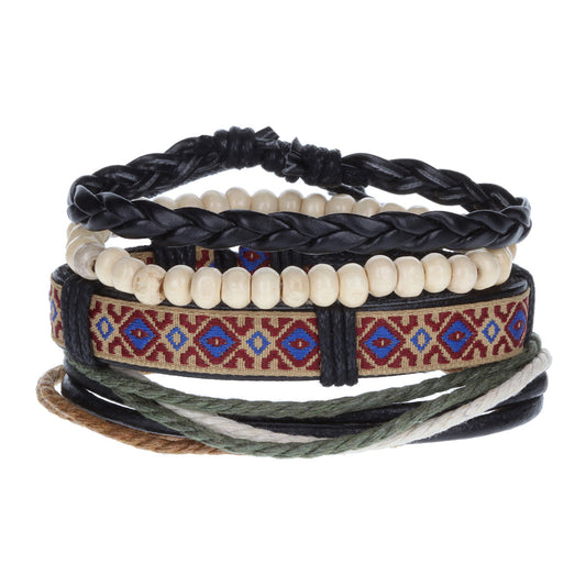 WBST48 - Mens Whirlybird Blue And Red Diamond Stacker Bracelets