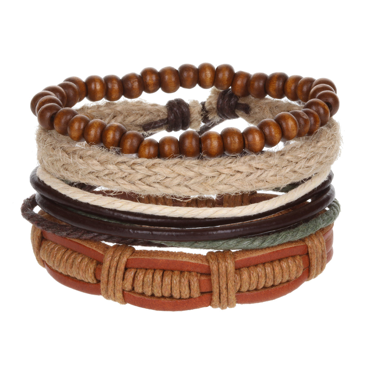 Mens Whirlybird Terracotta Wrap Stacker Bracelets
