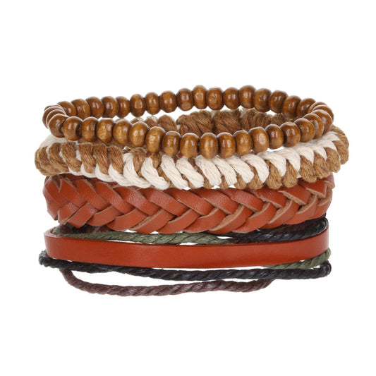 WBST67 - Mens Whirlybird Terracotta Braided Stacker Bracelets