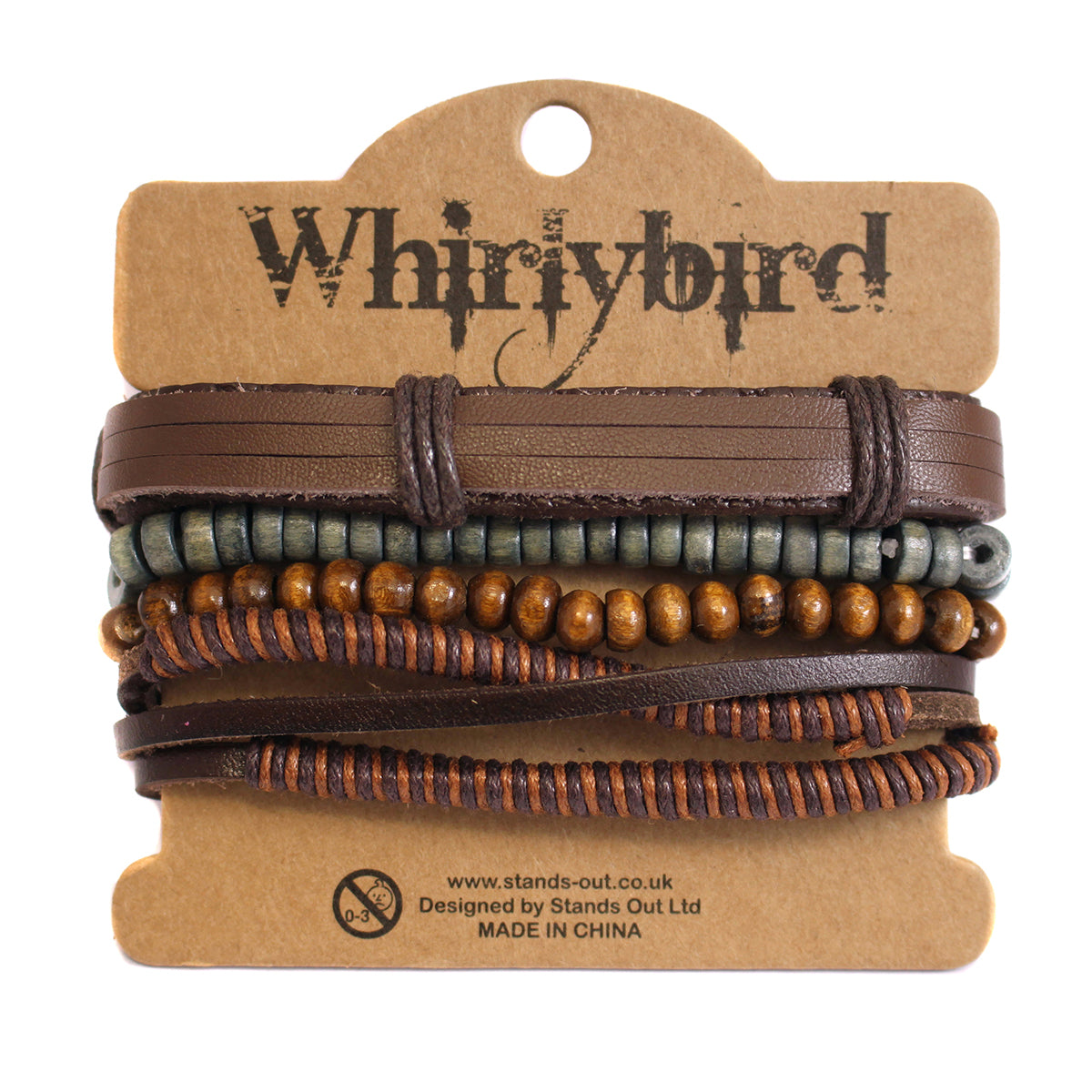 Mens Whirlybird Brown And Terracotta Striped Stacker Bracelets