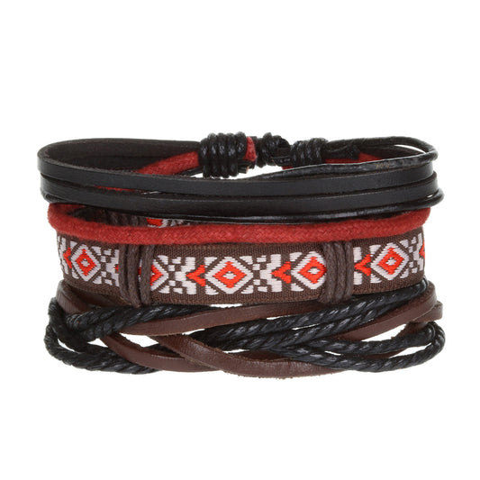 WBST91 - Mens Whirlybird Red Braided Stacker Bracelets