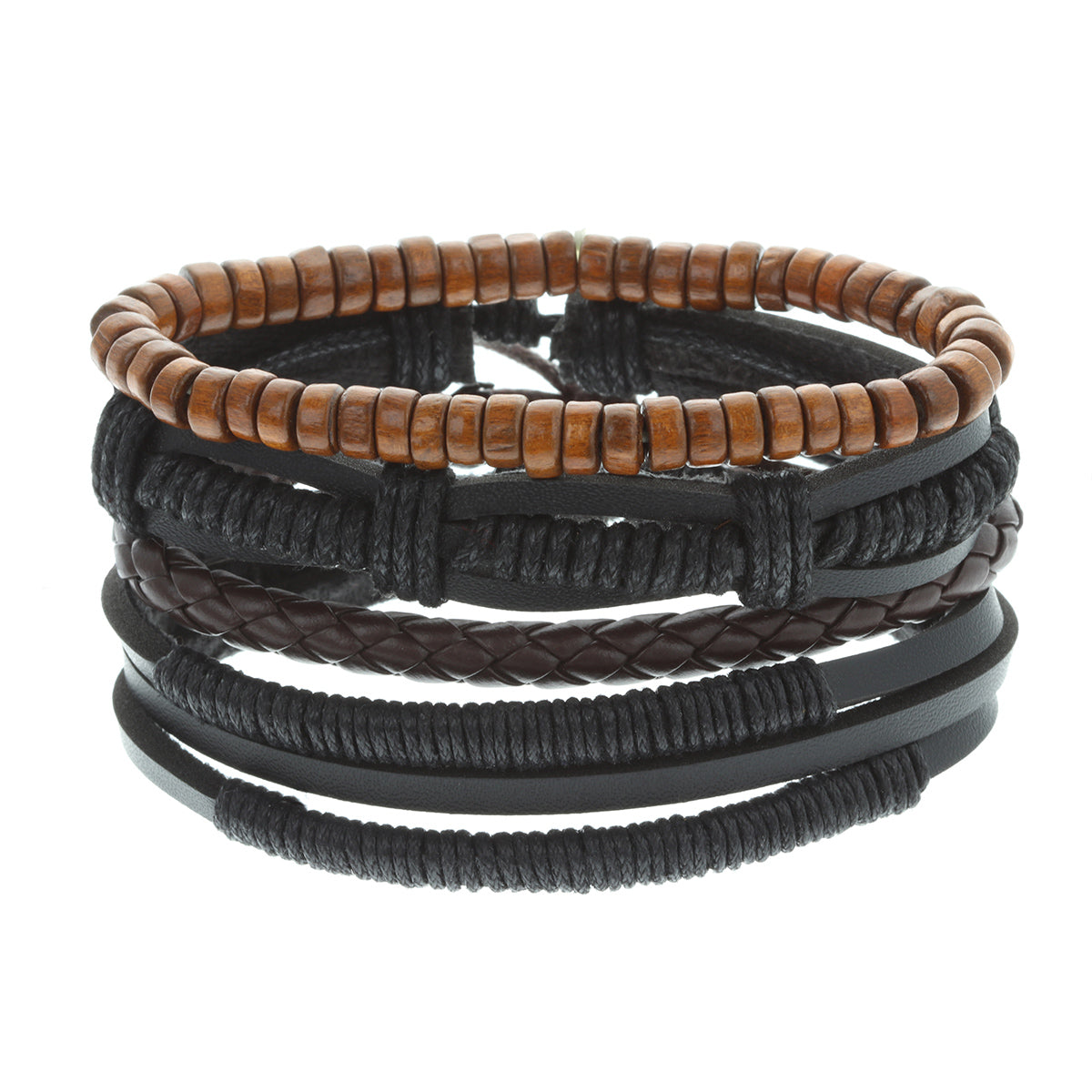 WBST101 - Mens Whirlybird Brown And Black Stacker Bracelets