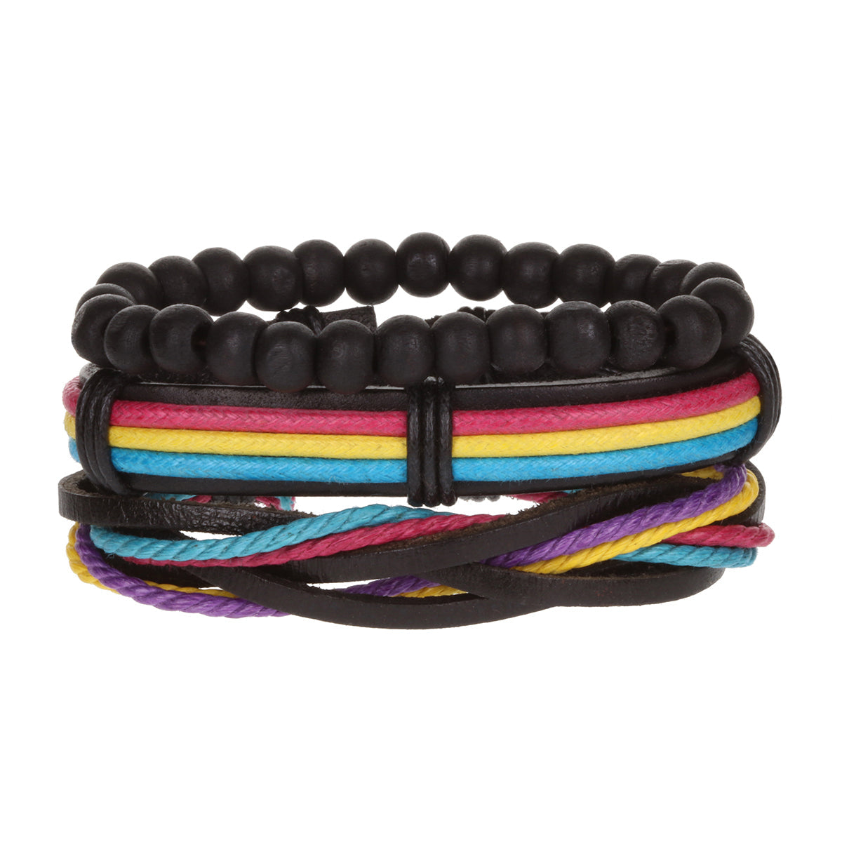 Mens Whirlybird Multicoloured Stranded Stacker Bracelets