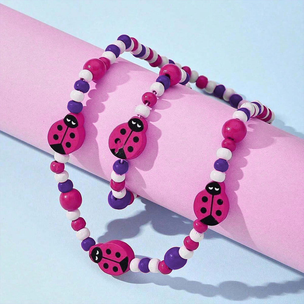 Pack Of 12 Girls Wooden Beaded Necklaces