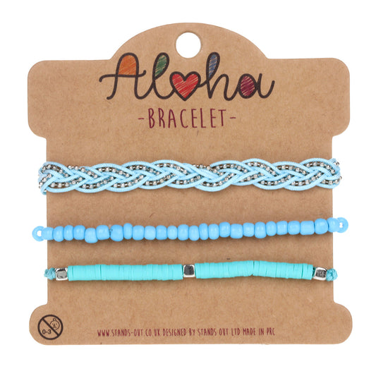 AL001 - Aloha Festival Multi Stack Bracelets - Sky Blue