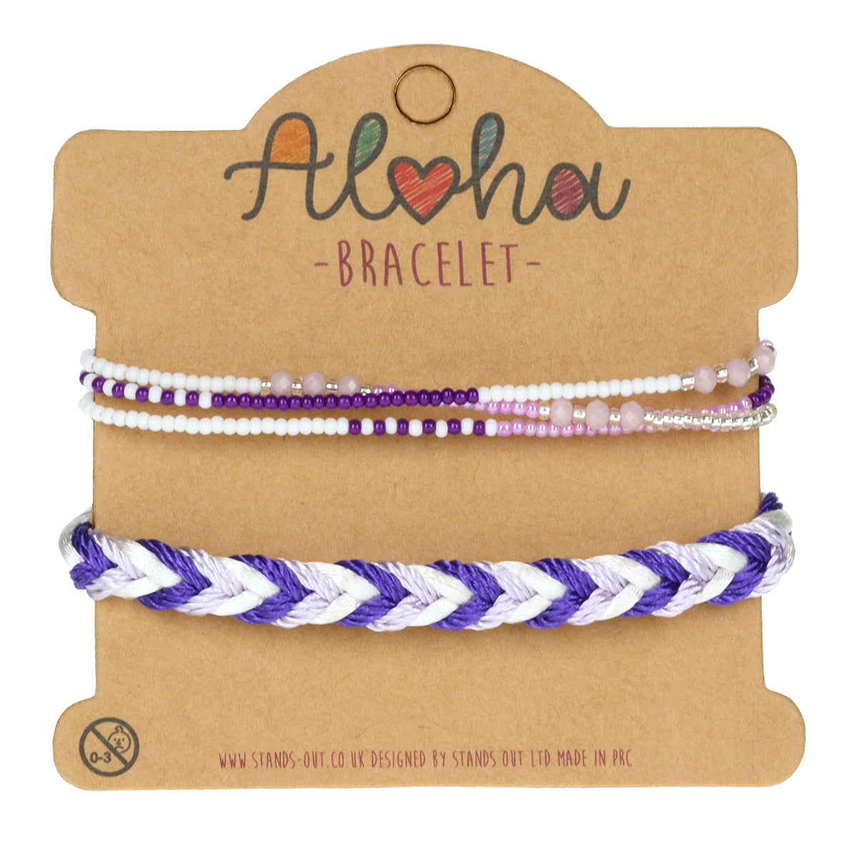AL002 - Aloha Festival Multi Stack Bracelets - Purple And White