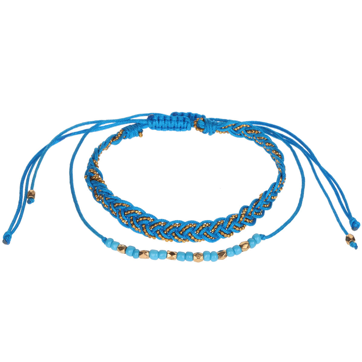 AL004 - Aloha Summer Anklet Bracelet - Blue And Gold