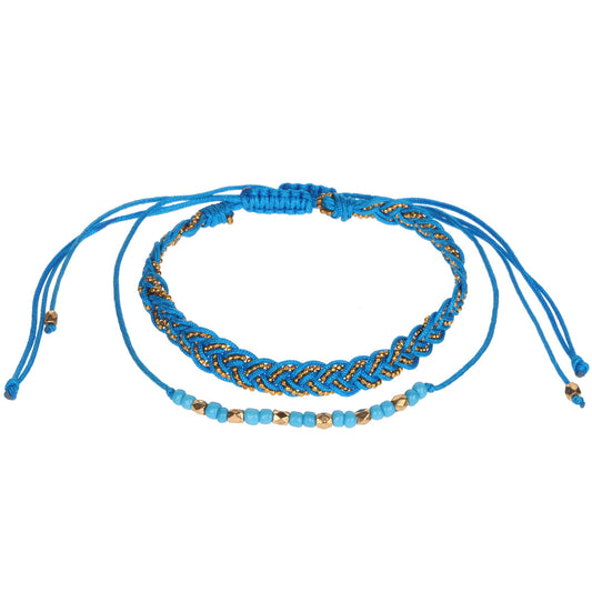 AL004 - Aloha Summer Anklet Bracelet - Blue And Gold