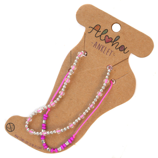 Aloha Summer Anklet Bracelet - Clear Pink