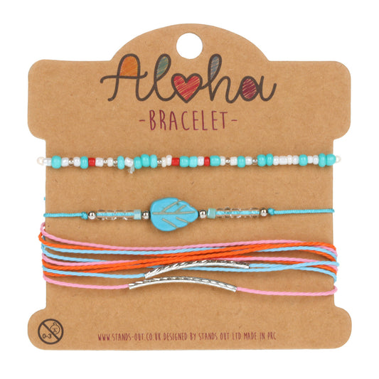Aloha Festival Multi Stack Bracelets - Blue Leaf
