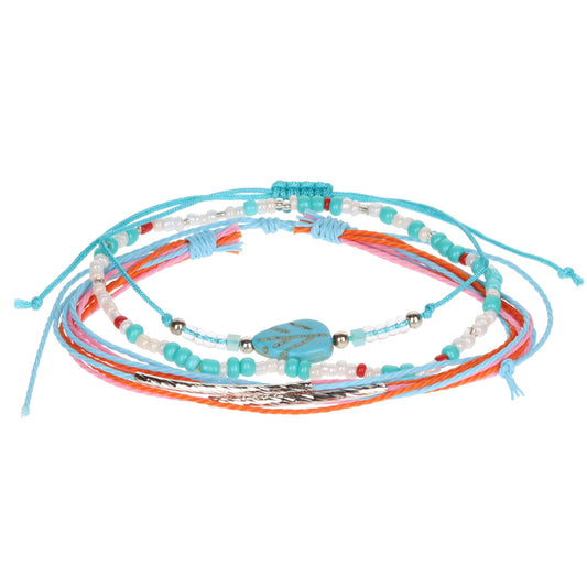 AL013 - Aloha Festival Multi Stack Bracelets - Blue Leaf