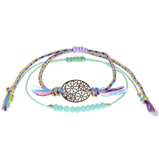 AL016 - Aloha Summer Anklet Bracelet  - Turquoise/Flower Charm