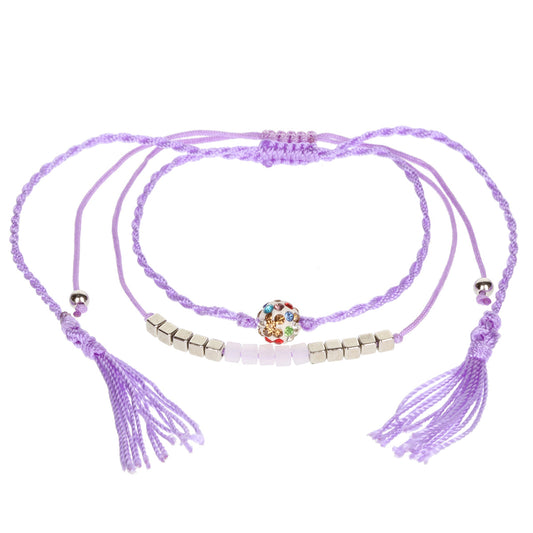 Aloha Summer Anklet Bracelet - Purple/Multicoloured Charm