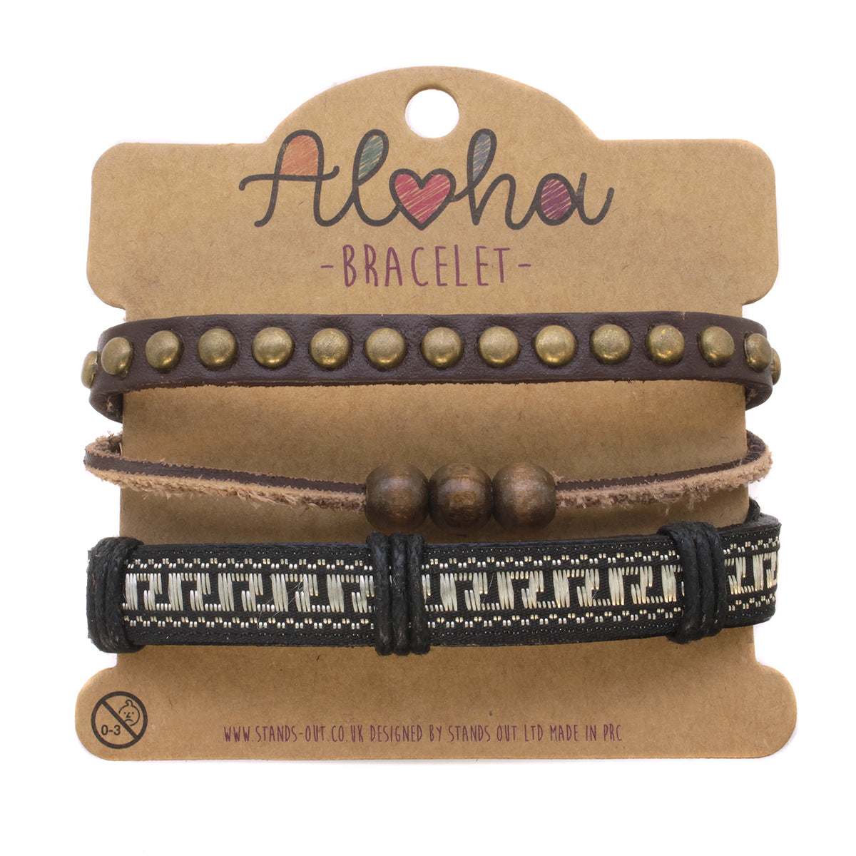 AL025 - Aloha Festival Multi Stack Bracelets - Leather/Studs
