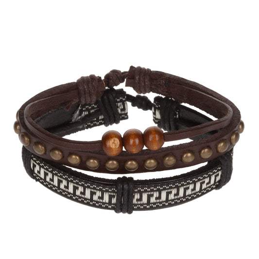 AL025 - Aloha Festival Multi Stack Bracelets - Leather/Studs