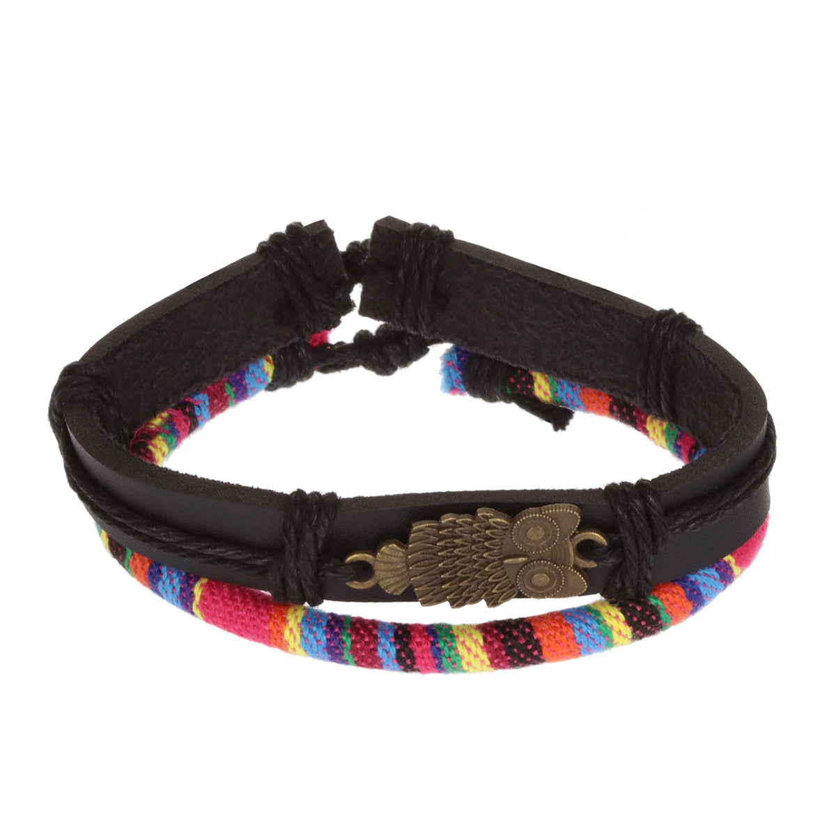 AL026 - Aloha Festival Multi Stack Bracelets - Multicoloured/Owl Charm