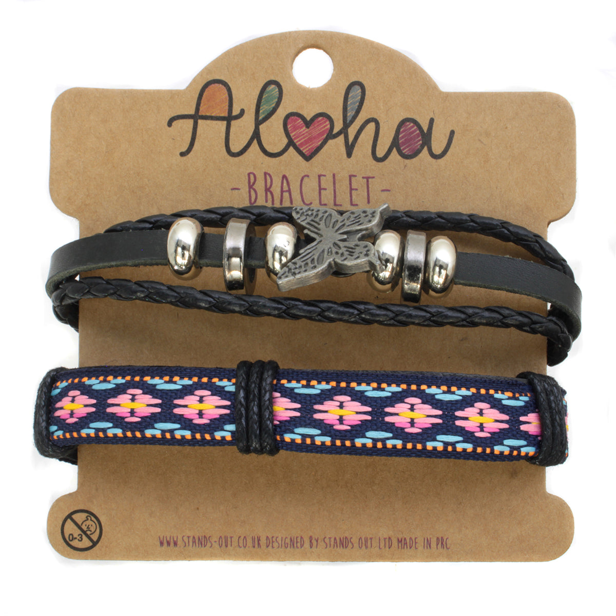 AL027 - Aloha Festival Multi Stack Bracelets - Multicoloured/Butterfly Charm