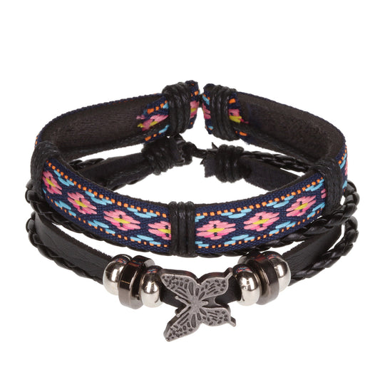 AL027 - Aloha Festival Multi Stack Bracelets - Multicoloured/Butterfly Charm