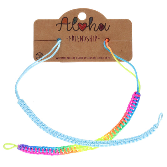 AL028 - Aloha Woven Friendship Bracelets - Baby Blue And Multicoloured Set