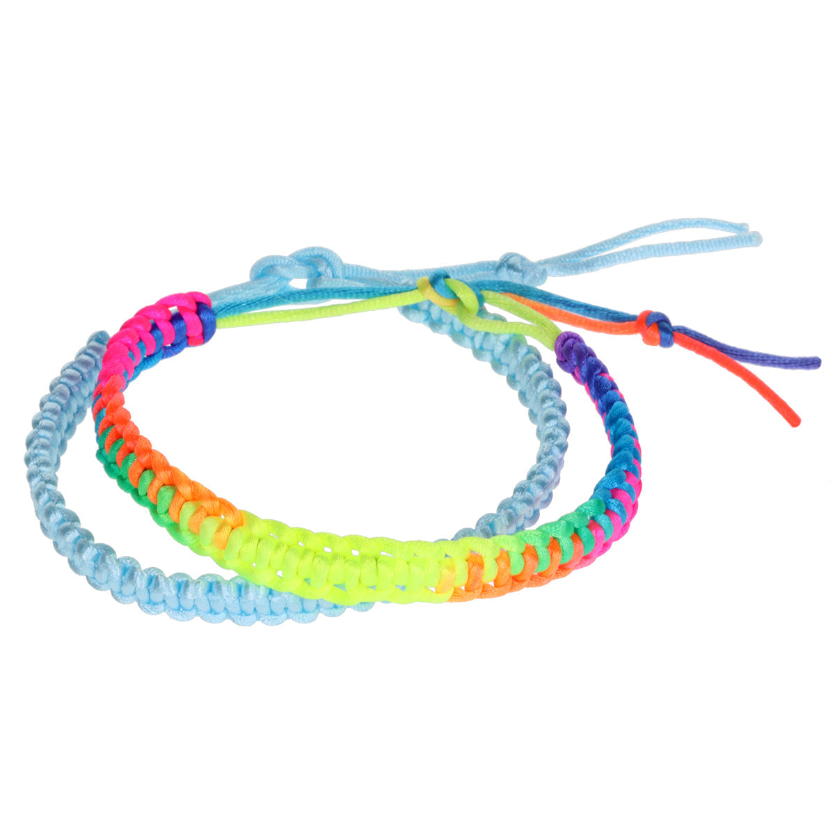 AL028 - Aloha Woven Friendship Bracelets - Baby Blue And Multicoloured Set