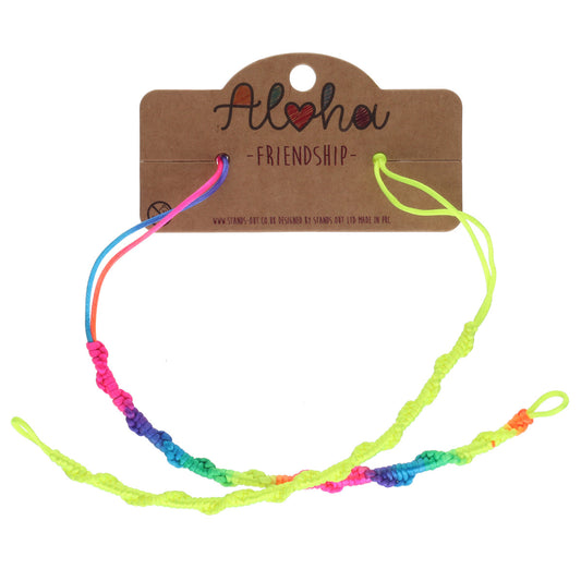 Aloha Woven Friendship Bracelets  - Yellow And Multicoloured Set
