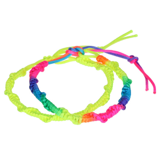 AL029 - Aloha Woven Friendship Bracelets  - Yellow And Multicoloured Set