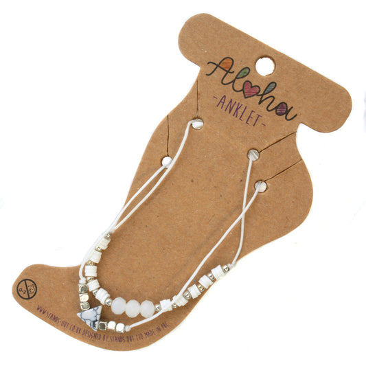 Aloha Summer Anklet Bracelet - White Marble Triangle