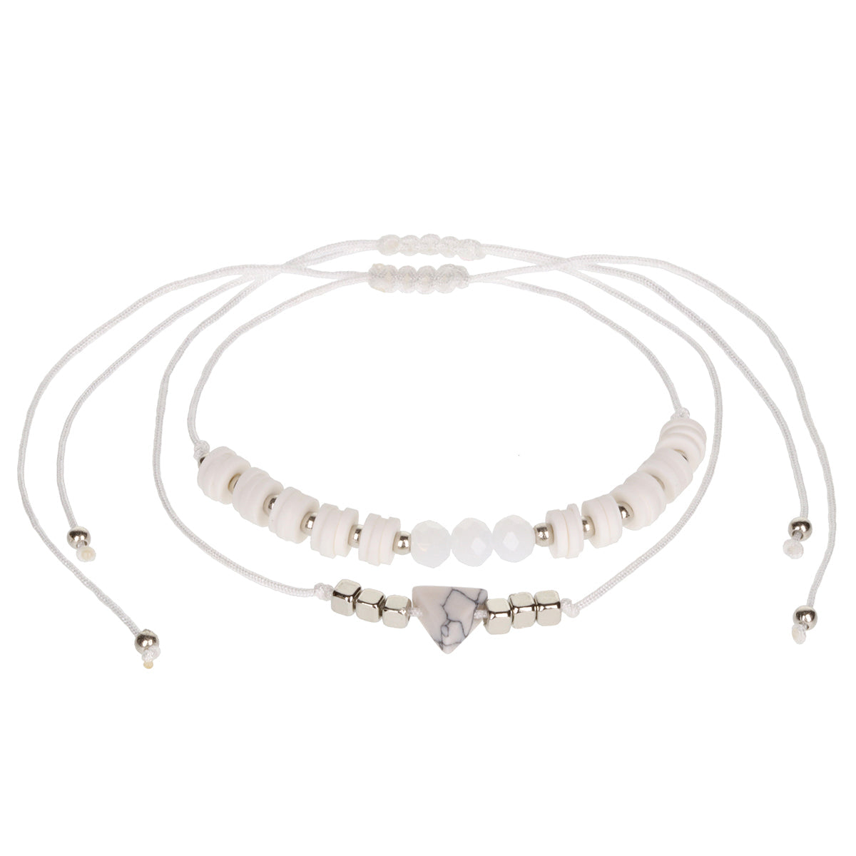 AL035 - Aloha Summer Anklet Bracelet - White Marble Triangle